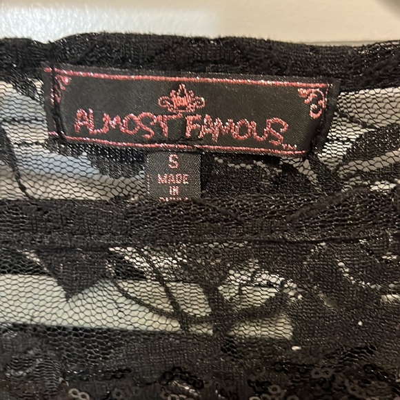 Black Sheer Floral Lace top with Sequin Detail - Picture 6 of 6